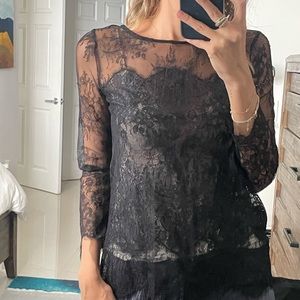 The Kooples Black Lace Blouse Small